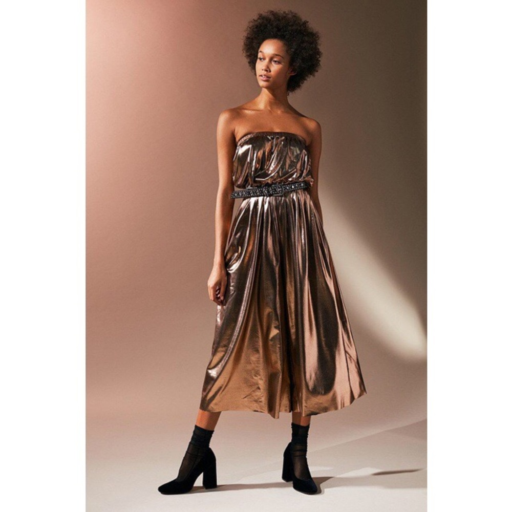 FINAL SALE UO metallic strapless wide leg jumpsuit